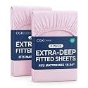 CGK Linens 2 Pack Extra Deep Twin Fitted Sheets - Light Pink
