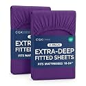 CGK Linens 2 Pack Extra Deep Twin Fitted Sheets - Purple