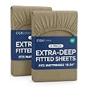 CGK Linens 2 Pack Extra Deep King Fitted Sheets - Khaki