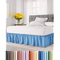 CGK Linens Wrap Around Dust Ruffle Bed Skirt - King, 12" Denim Blue