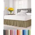 CGK Wrap Around Dust Ruffle Bed Skirt - Queen Size, 21" Inch, Khaki
