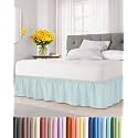 CGK Wrap Around Dust Ruffle Bed Skirt - Full Size, 12" Inch, Ice Blue