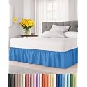 CGK Wrap Around Dust Ruffle Bed Skirt - King Size, 18" Inch, Royal Blue