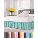 CGK Wrap Around Dust Ruffle Bed Skirt - King Size, 12" Inch, Spa Blue