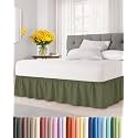 CGK Wrap Around Dust Ruffle Bed Skirt - Queen Size, 21" Inch, Sage Green