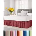CGK Wrap Around Dust Ruffle Bed Skirt - Queen Size, 21" Inch, Burgundy