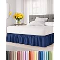 CGK Wrap Around Dust Ruffle Bed Skirt - King Size, 18" Inch, Navy Blue