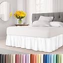 CGK Wrap Around Dust Ruffle Bed Skirt - King Size, 24" Inch, White
