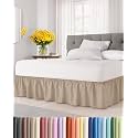 CGK Wrap Around Dust Ruffle Bed Skirt - King Size, 21" Inch, Cream