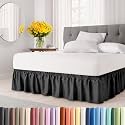 CGK Wrap Around Dust Ruffle Bed Skirt - King Size, 16" Inch, Black