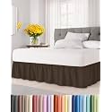 CGK Wrap Around Dust Ruffle Bed Skirt - Full Size, 18" Inch, Brown