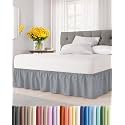 CGK Wrap Around Dust Ruffle Bed Skirt - Full Size, 21" Inch, Steel Blue