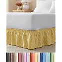 CGK Wrap Around Dust Ruffle Bed Skirt - King Size, 18" Inch, Yellow Meadow
