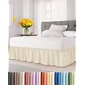 CGK Wrap Around Dust Ruffle Bed Skirt - Queen Size, 12" Inch, Off White