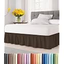 CGK Wrap Around Dust Ruffle Bed Skirt - King Size, 18" Inch, Brown