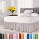 CGK Wrap Around Dust Ruffle Bed Skirt - Full Size, 18" Inch, Light Grey