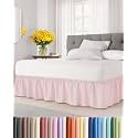 CGK Wrap Around Dust Ruffle Bed Skirt - King Size, 15" Inch, Lavender Pink