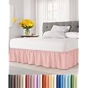CGK Wrap Around Dust Ruffle Bed Skirt - King Size, 16" Inch, Baby Pink