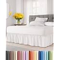 CGK Wrap Around Dust Ruffle Bed Skirt - Queen Size, 15" Inch, Antique White
