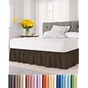 CGK Wrap Around Dust Ruffle Bed Skirt - Full Size, 9" Inch, Brown