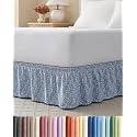 CGK Wrap Around Dust Ruffle Bed Skirt - Full Size, 15" Inch, Blue Meadow
