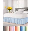 CGK Wrap Around Dust Ruffle Bed Skirt - King Size, 24" Inch, Sky Blue