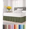 CGK Wrap Around Dust Ruffle Bed Skirt - Queen Size, 14" Inch, Sage Green