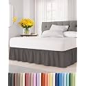 CGK Wrap Around Dust Ruffle Bed Skirt - King Size, 14" Inch, Dark Grey