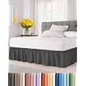 CGK Wrap Around Dust Ruffle Bed Skirt - King Size, 15" Inch, Charcoal