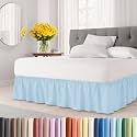 CGK Wrap Around Dust Ruffle Bed Skirt - King Size, 18" Inch, Baby Blue