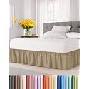 CGK Wrap Around Dust Ruffle Bed Skirt - King Size, 21" Inch, Beige