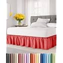 CGK Wrap Around Dust Ruffle Bed Skirt - Queen Size, 16" Inch, Red
