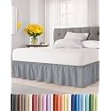 CGK Wrap Around Dust Ruffle Bed Skirt - King Size, 15" Inch, Steel Blue
