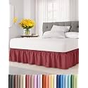 CGK Wrap Around Dust Ruffle Bed Skirt - Queen Size, 12" Inch, Burgundy
