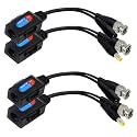 CGTime Balun HD Cat5 RJ45 to BNC Video Baluns transceiver Passive with Power Connector for 720P 1080P 3MP 4MP 5MP HD-CVI/TVI/AHD/CVBS/960H Camera (2 Pairs, Gold, Black)