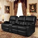 CHABATREE Home Theater Seating RV Recliner Loveseat, 3 Seat, Black