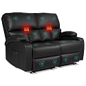 CHABATREE Home Theater Seating,RV Recliner Sofa with Massage and Heat,Manual RV Recliner Loveseat with USB/Cup Holders and Side Pocket for Living Room,2 Seater Black