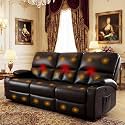 CHABATREE Home Theater Seating,RV Recliner Sofa with Massage and Heat,Manual RV Recliner Loveseat with USB/Cup Holders and Side Pocket for Living Room,3 Seater Brown