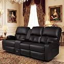 CHABATREE Home Theater Seating RV Recliner Loveseat, 3 Seat, Brown