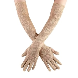chacko ladies full finger bridal lace gloves long floral for women