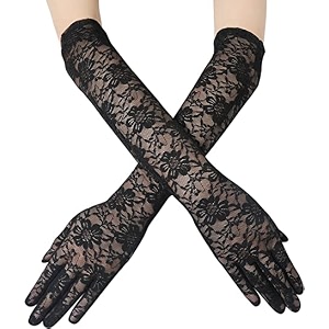 chacko ladies full finger bridal lace gloves long floral for women