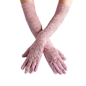 chacko ladies full finger bridal lace gloves long floral for women