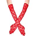 CHACKO Ladies Full Finger Bridal Lace Gloves Long Floral for Women