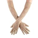 CHACKO Ladies Full Finger Bridal Lace Gloves Long Floral for Women