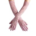 CHACKO Ladies Full Finger Bridal Lace Gloves Long Floral for Women