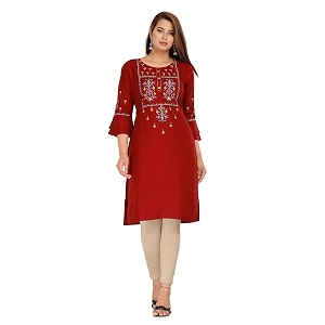 Chahit Womens Rayon Straight Kurta