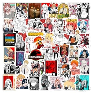 chainsaw anime vinyl self-adhesive sticker for adults multicolor stickers for laptop journal guitar mobile - waterproof residue free