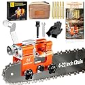 Chainsaw Sharpener Jig with 5 High Hardness Titanium Plated Diamond Bits & Carry Bag, Hand Crank Portable Sharpening Kit Tool Accessories for 4" - 22" Chains Saw Sharpening