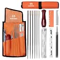 Chainsaw Sharpener Kit,Universal Files,Gauges,Handle,Pouch for All Chains