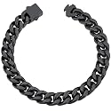 ChainsHouse Stainless Steel Cuban Link Bracelet for Men, 5mm/7mm/9mm/12mm Width, 7.5"/8.3"/9" Length, Black/18K Gold Plated Chain Wrist Bracelets for Men, with Gift Box
